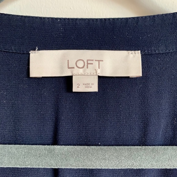 LOFT Navy Blue Tie-sleeve Top - Picture 3 of 4